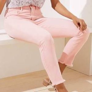 LOFT - Frayed High Rise Skinny Crop Jeans